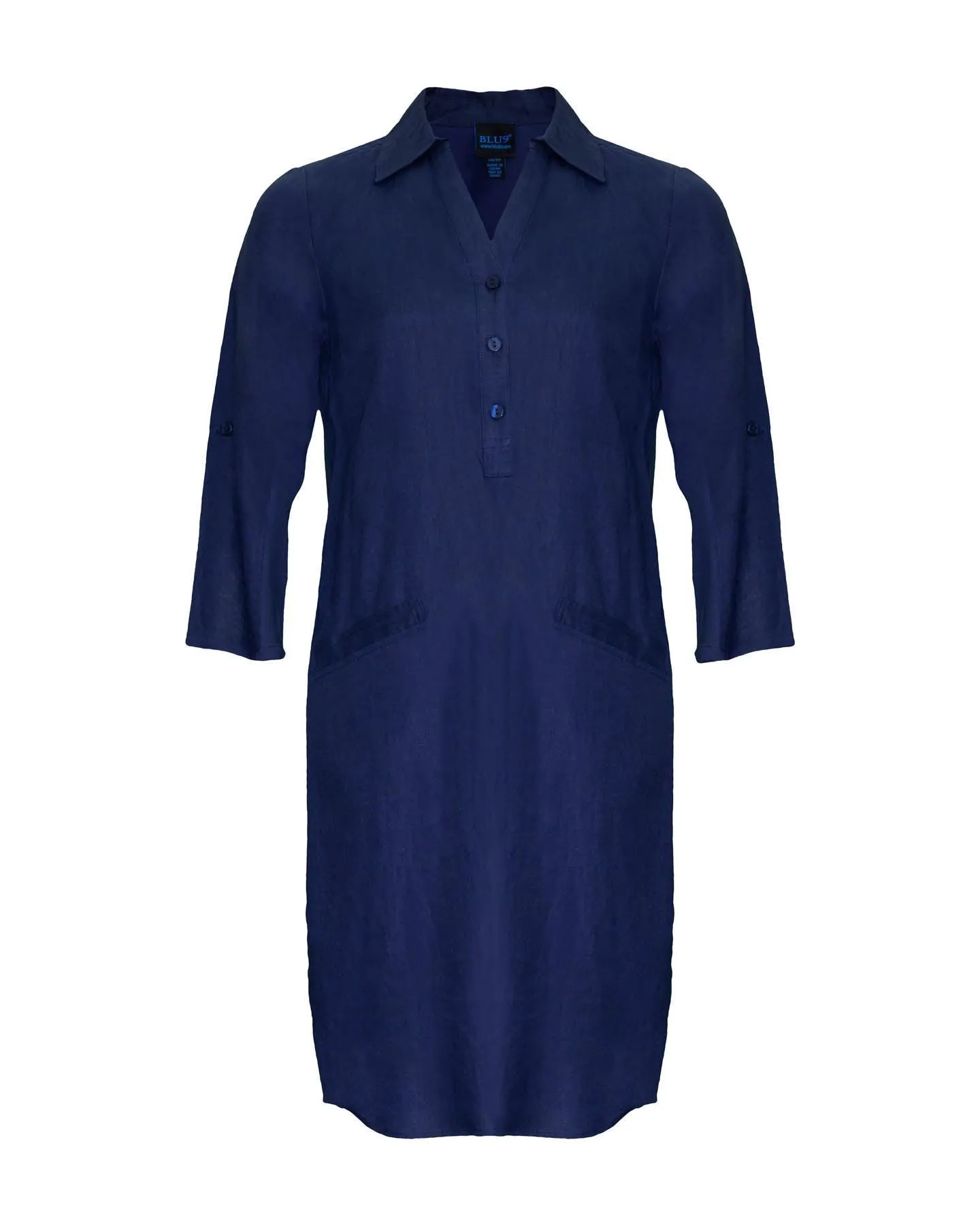 Linen Shirt Dress Blue