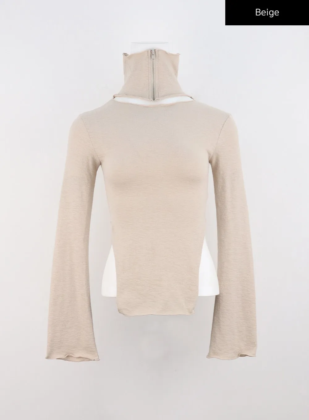 Long Sleeve Top with High Neck Collar CO319