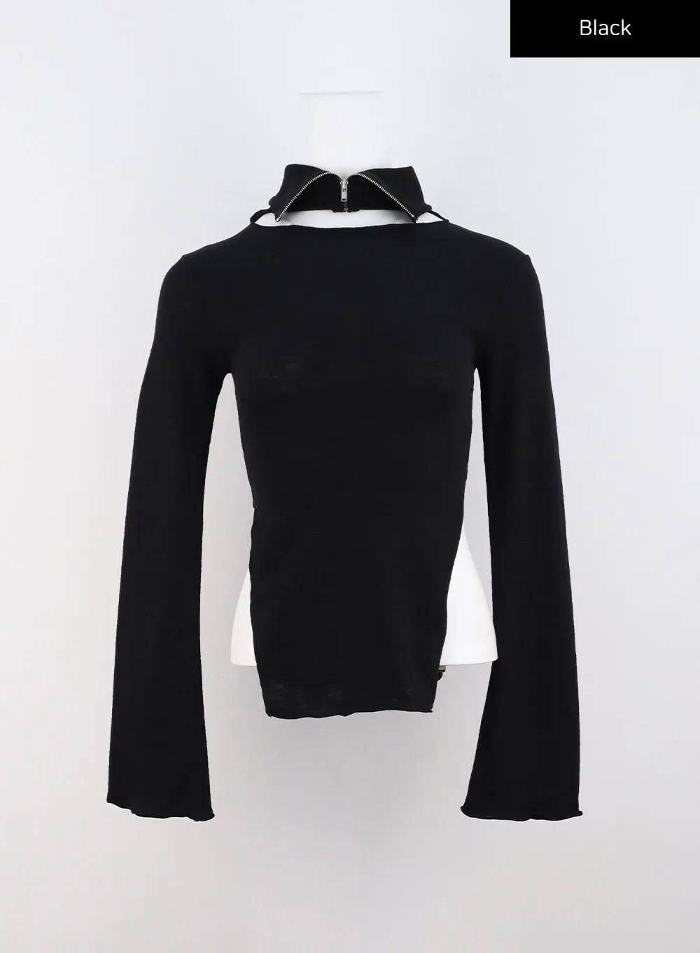 Long Sleeve Top with High Neck Collar CO319