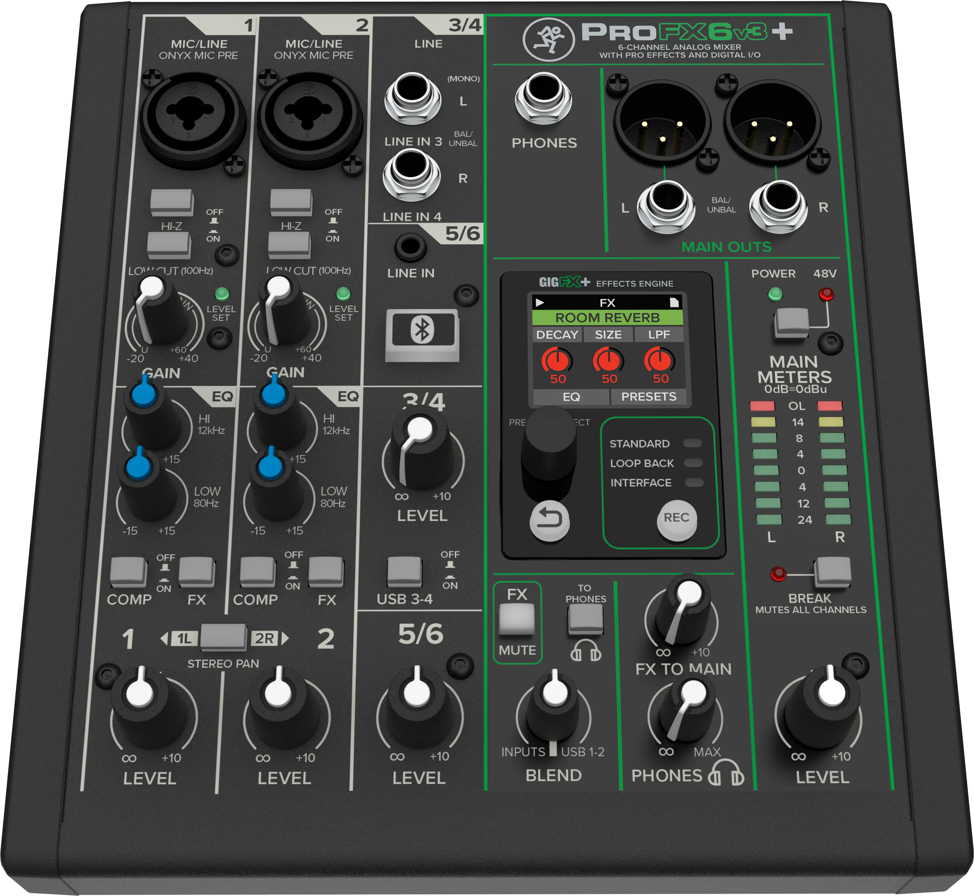 Mackie PROFX6V3  6-Channel Analog Mixer With Enhanced FX, USB Recording Modes and Bluetooth