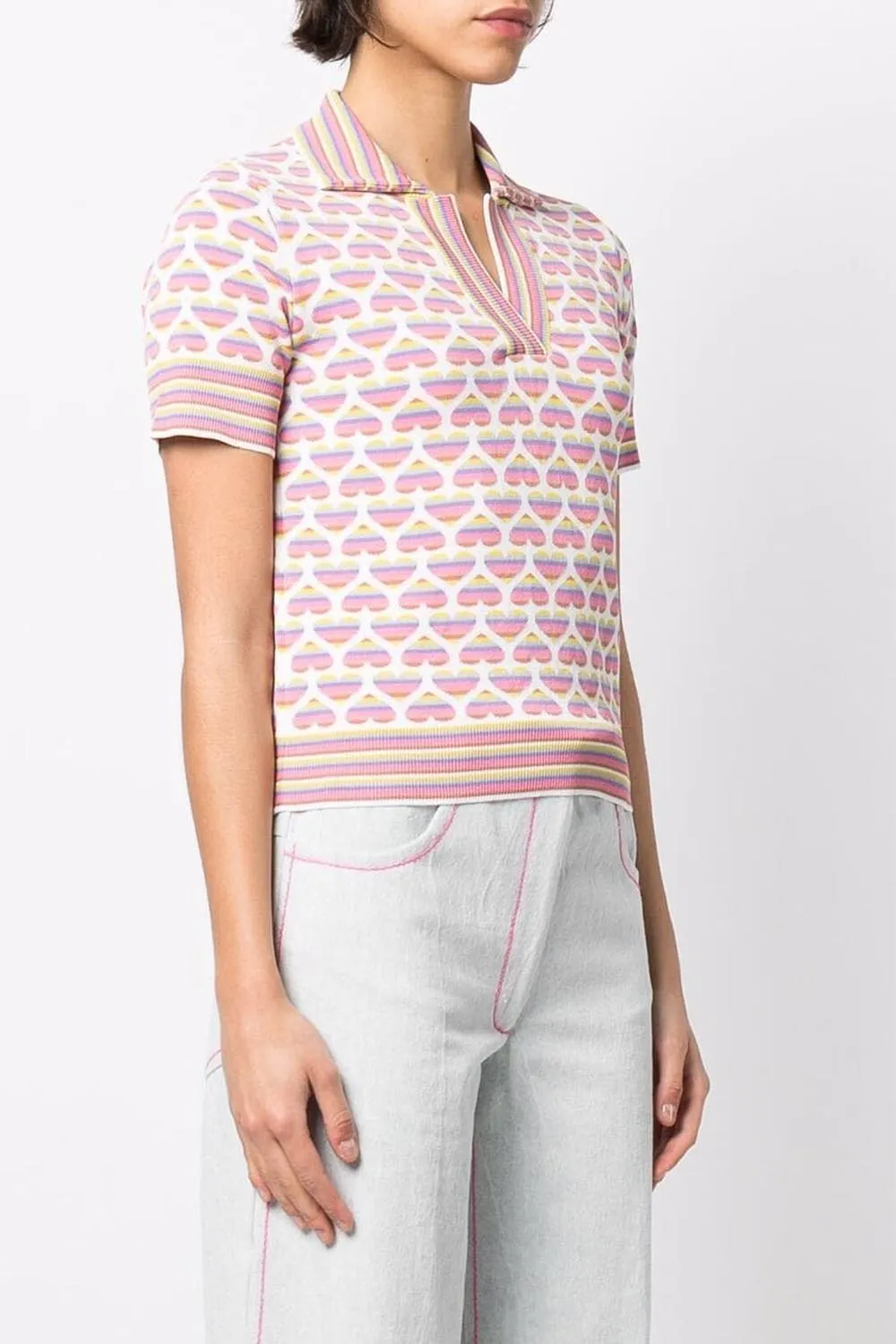 Marco Rambaldi - Rainbow Heart Knitted Polo: Multicolor