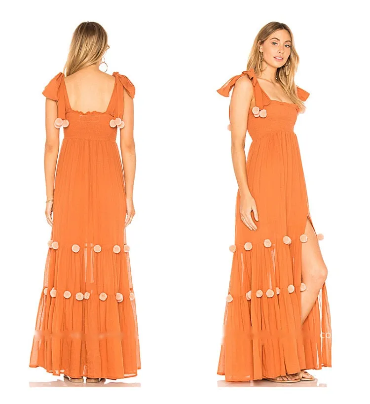 Maxi Dress Women Summer 2021 Beach Ladies Clothing Casual Bohemia Vacation A-line Long  Dresses Strapless Spaghetti Strap Dress