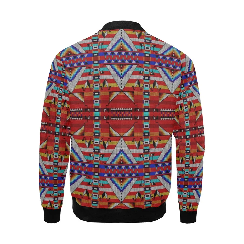 Medicine Blessing Red All Over Print Bomber Jacket for Men