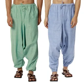 Men's Harem Pack of 2 | Blue and Sea Green | Fits Waist Sizes 28 to 36 Inches