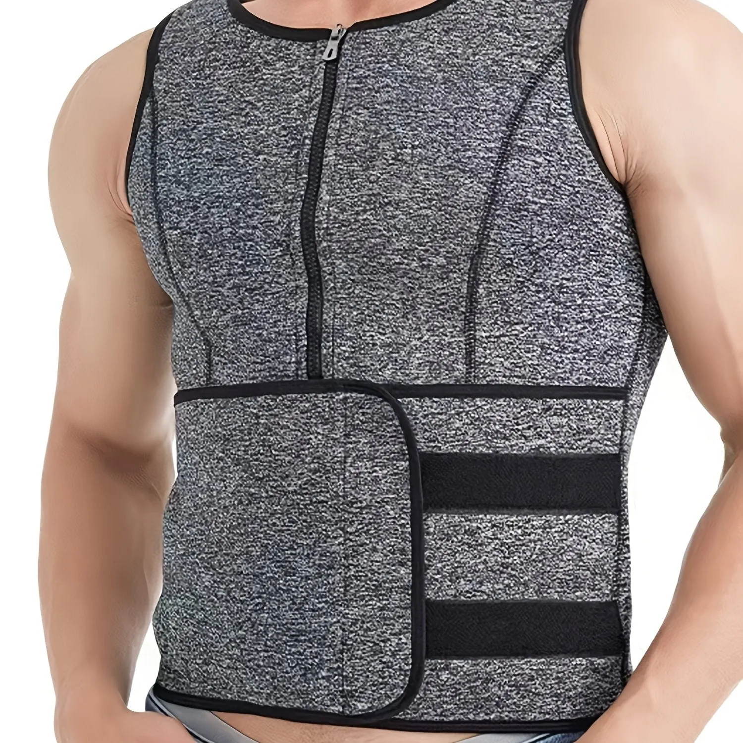 Men's Sweat Vest Waist Trainer Zipper Tank Top Compression Shirt