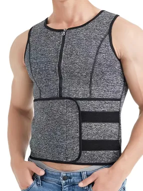 Men's Sweat Vest Waist Trainer Zipper Tank Top Compression Shirt