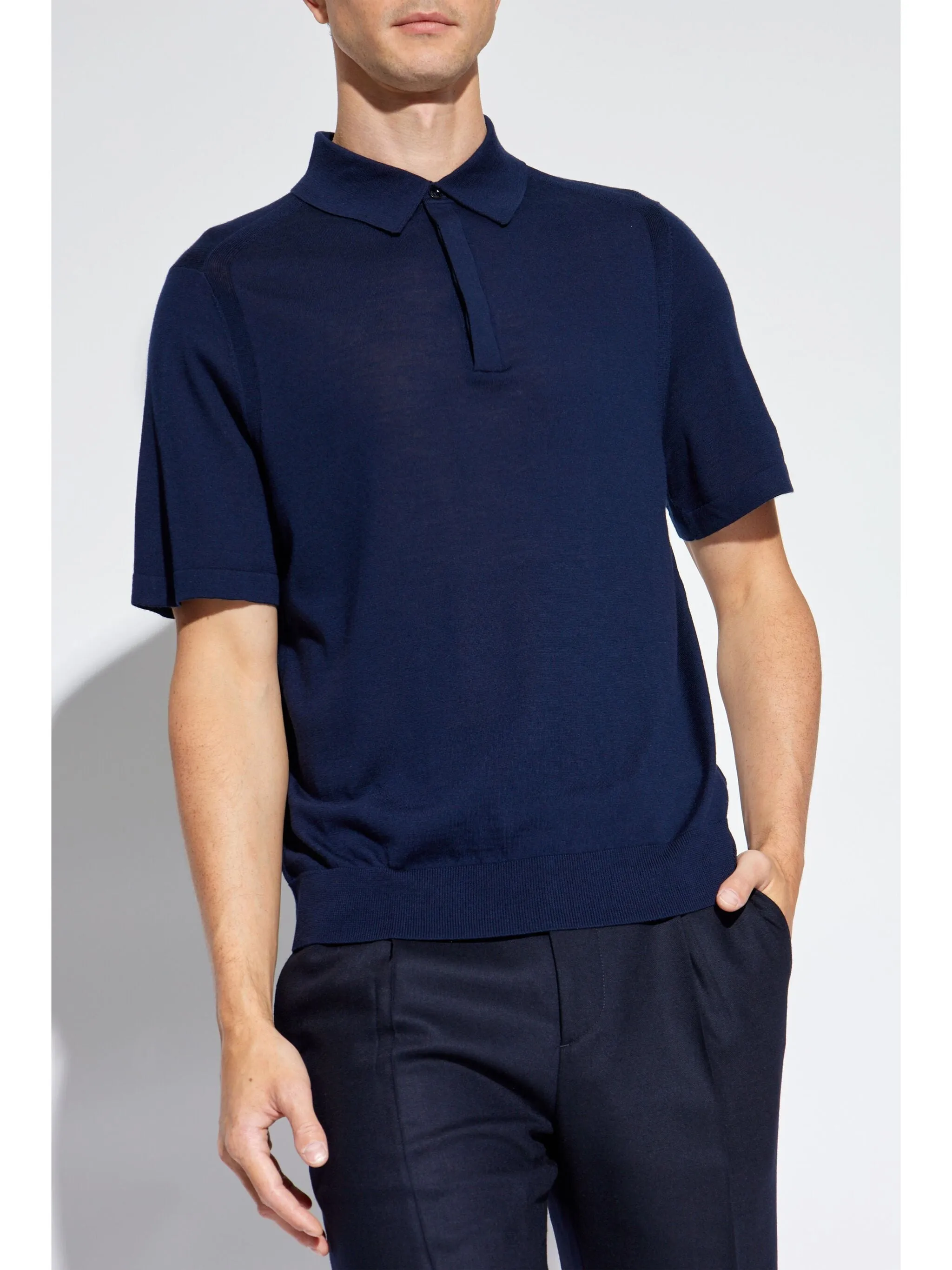 Mens Sweater Short Sleeve Polo