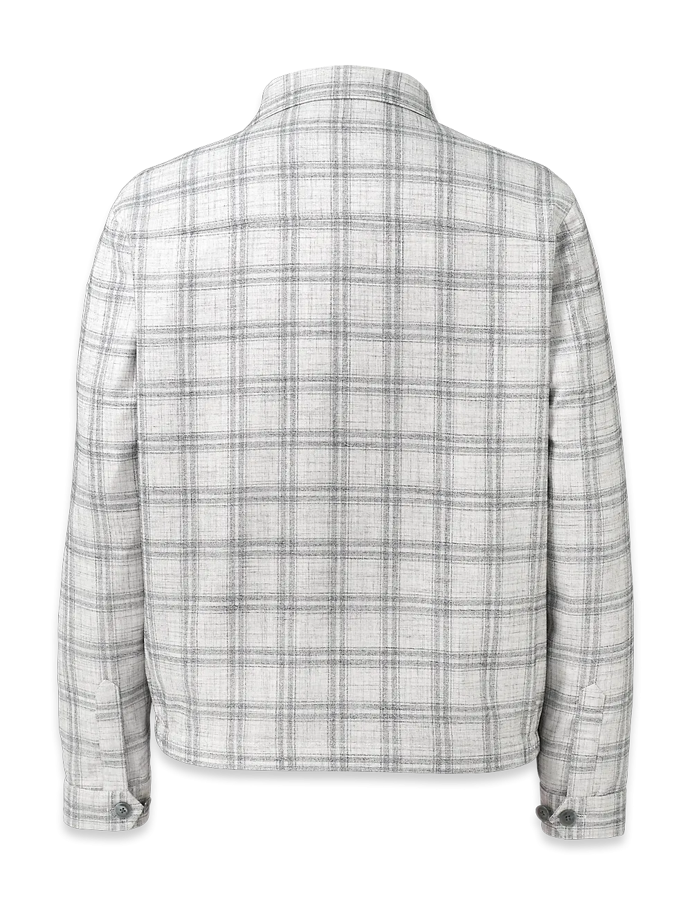 Microfiber Plaid Bomber Jacket - Light Grey