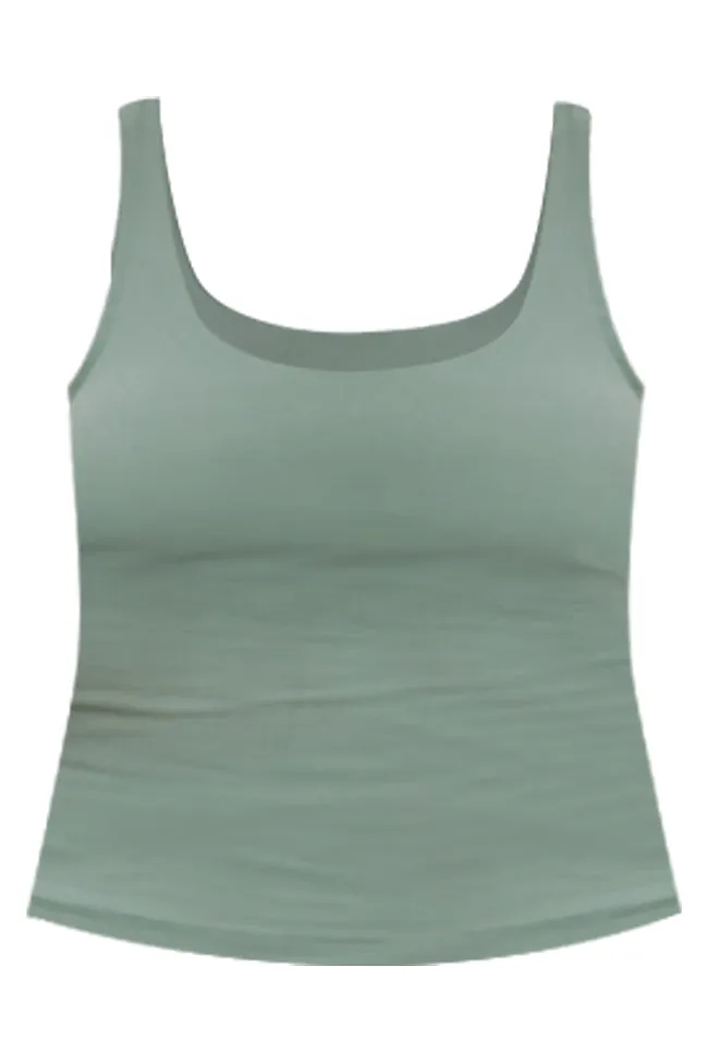 Miles Ahead Olive V-Neck Tank Bra Top FINAL SALE