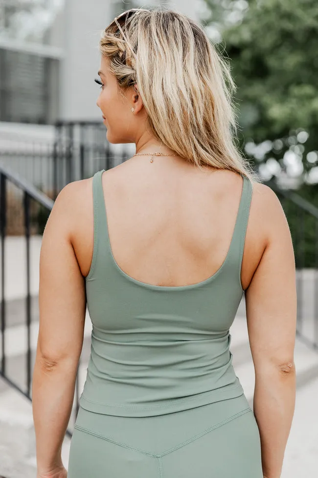 Miles Ahead Olive V-Neck Tank Bra Top FINAL SALE