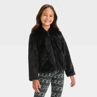 New - Girls' Faux Fur Zip-Up Jacket - Cat & Jack