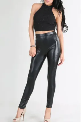 Nikibiki Faux Leather Leggings - Black