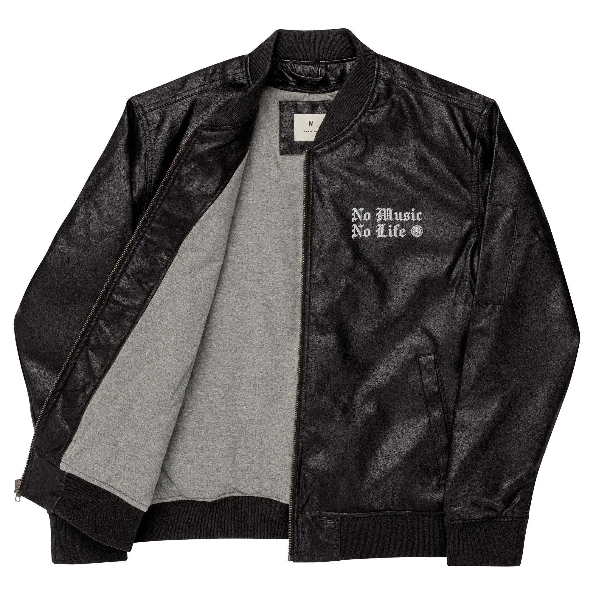 No Music No Life Leather Style Bomber Jacket