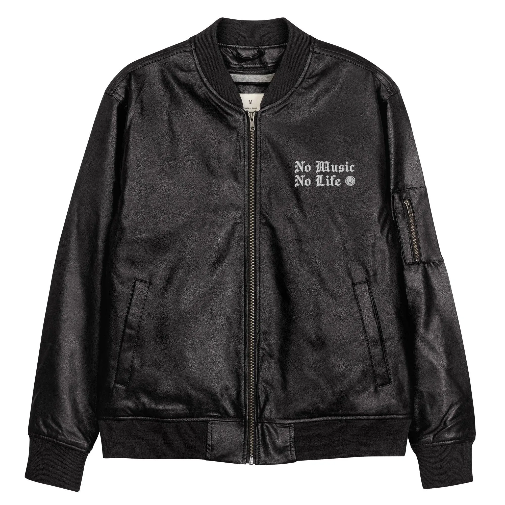 No Music No Life Leather Style Bomber Jacket