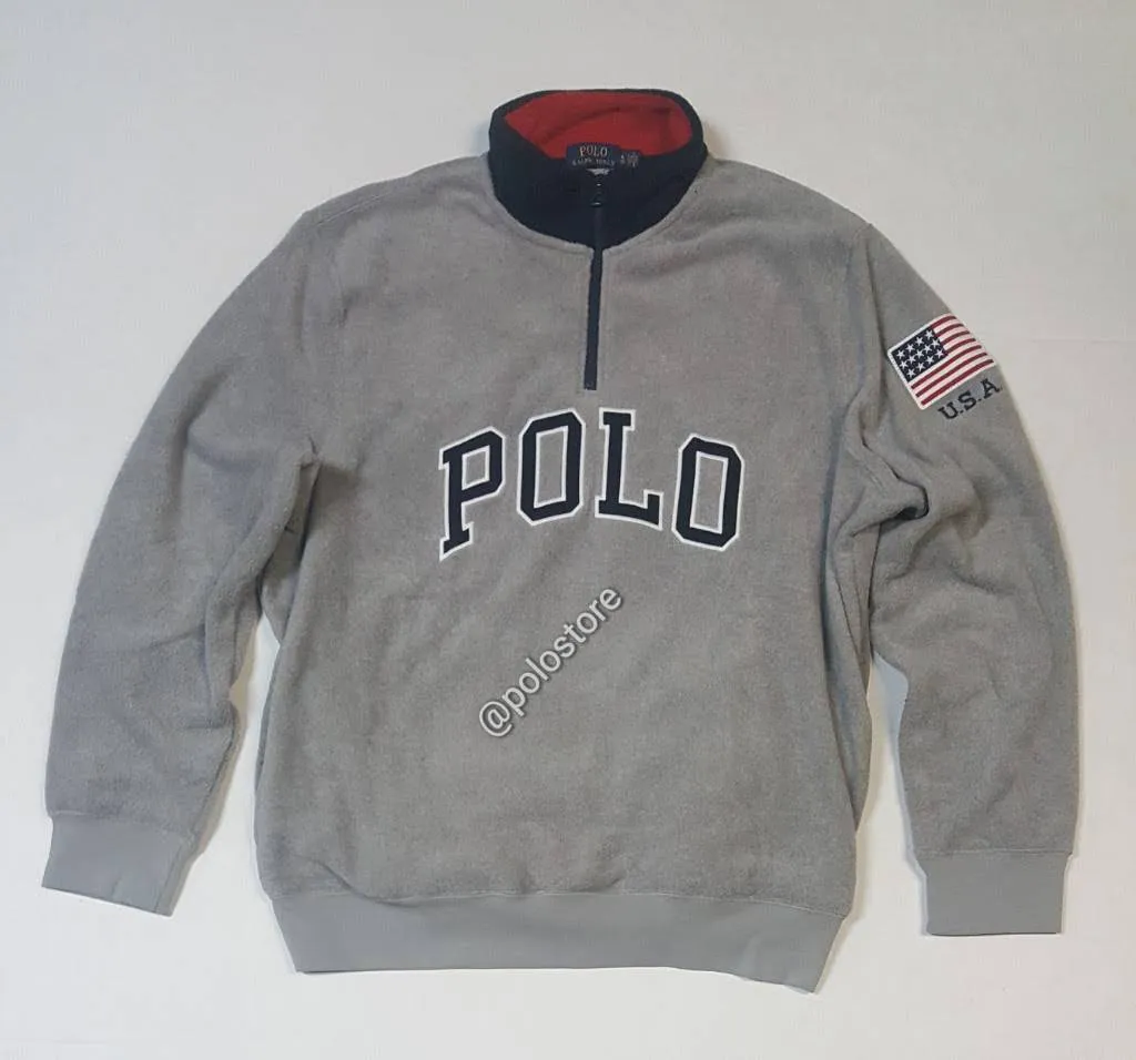 Nwt Polo Ralph Lauren Grey Polo Usa 2020  Half zip Fleece Sweatshirt