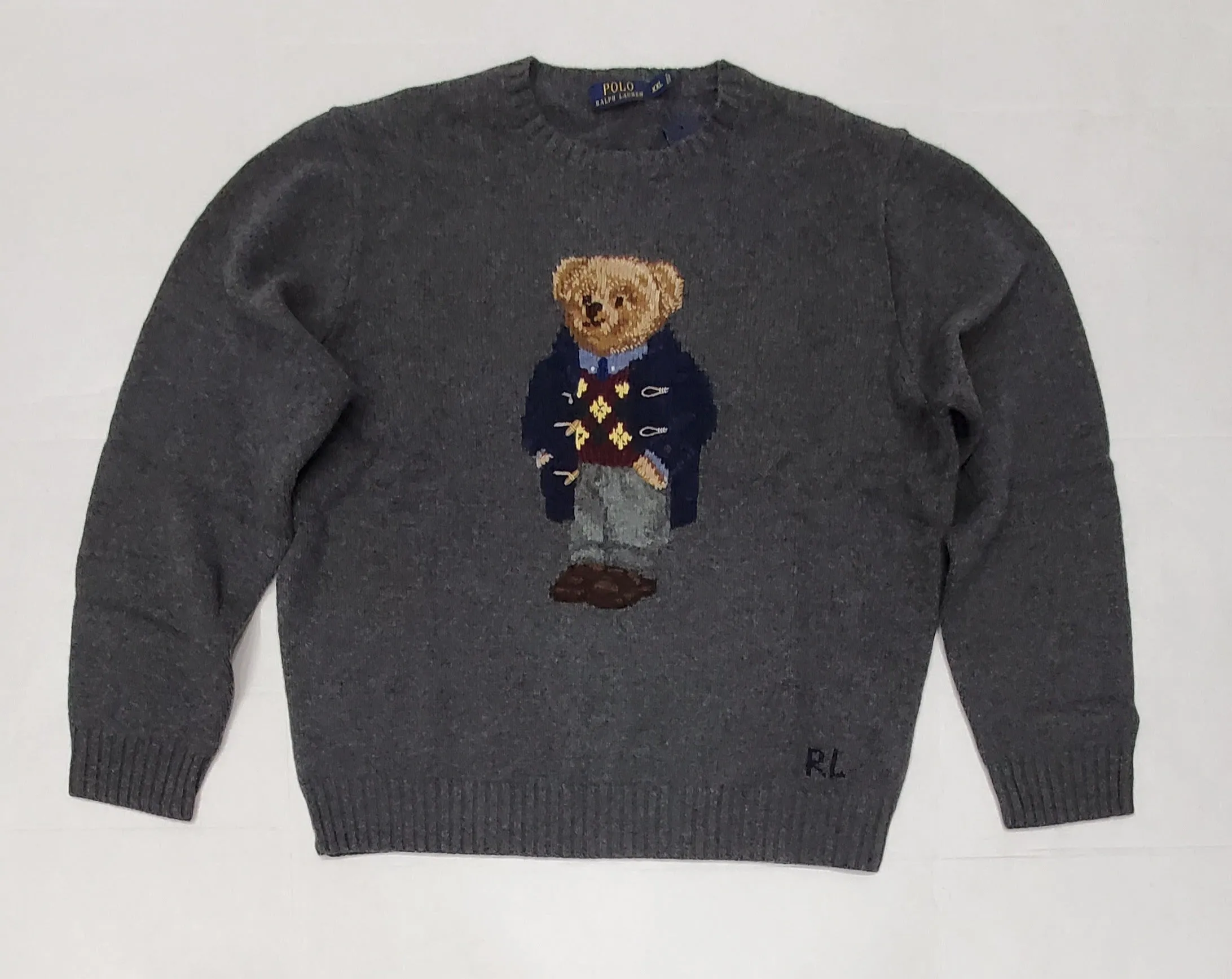 NWT POLO RALPH LAUREN GREY WOOL EXECUTIVE  TEDDY BEAR 2014 SWEATER