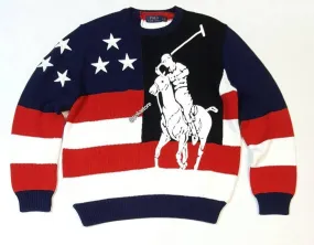 Nwt Polo Ralph Lauren Navy/Red Big Pony American Flag Star Sweater