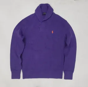 Nwt Polo Ralph Lauren Purple w/Orange Horse Shawl Neck Sweater