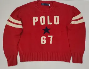 Nwt Polo Ralph Lauren Women's Red Polo 67 Knit Sweater