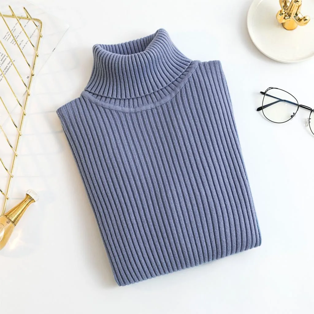 On sale 2019 autumn winter Women Knitted Turtleneck Sweater Casual Soft polo-neck Jumper Fashion Slim Femme Elasticity Pullovers