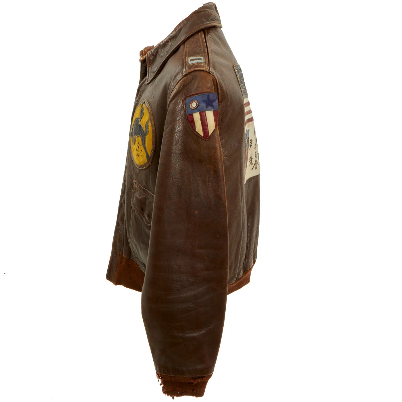 Original U.S. WWII Army Air Force 436th Bombardment Squadron A-2 Flight Jacket With Blood Chit with American Flag Lining