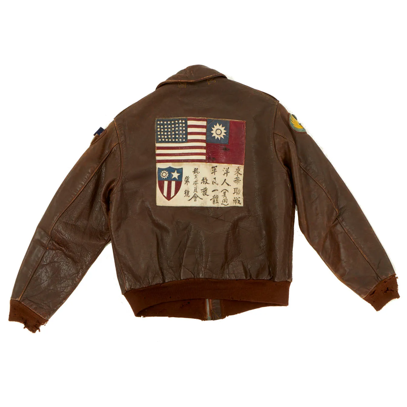 Original U.S. WWII Army Air Force 436th Bombardment Squadron A-2 Flight Jacket With Blood Chit with American Flag Lining