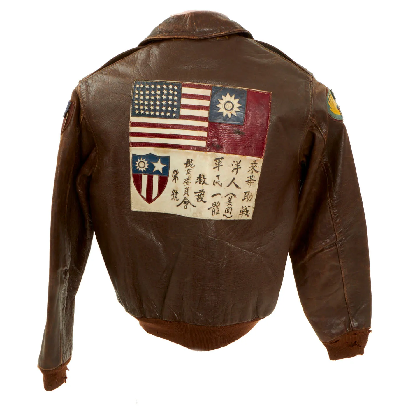 Original U.S. WWII Army Air Force 436th Bombardment Squadron A-2 Flight Jacket With Blood Chit with American Flag Lining