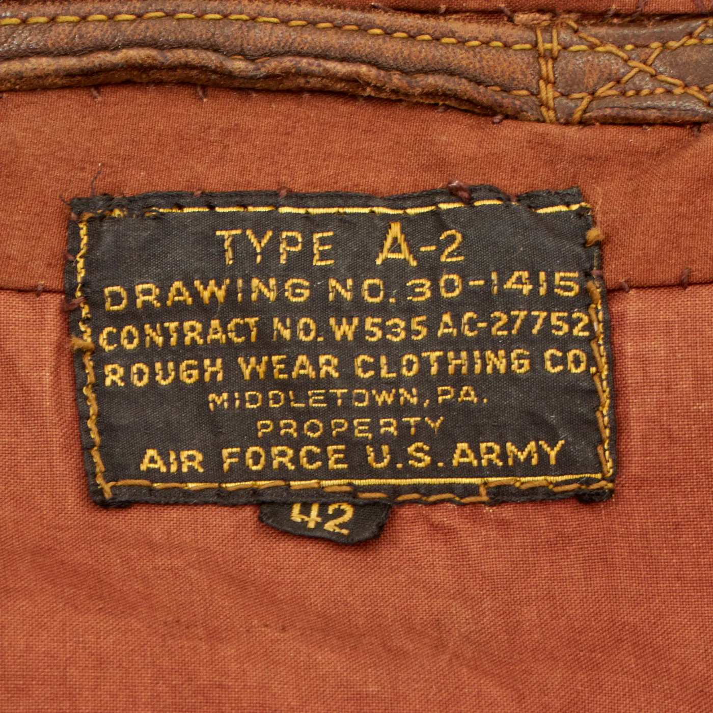 Original U.S. WWII Army Air Force 436th Bombardment Squadron A-2 Flight Jacket With Blood Chit with American Flag Lining