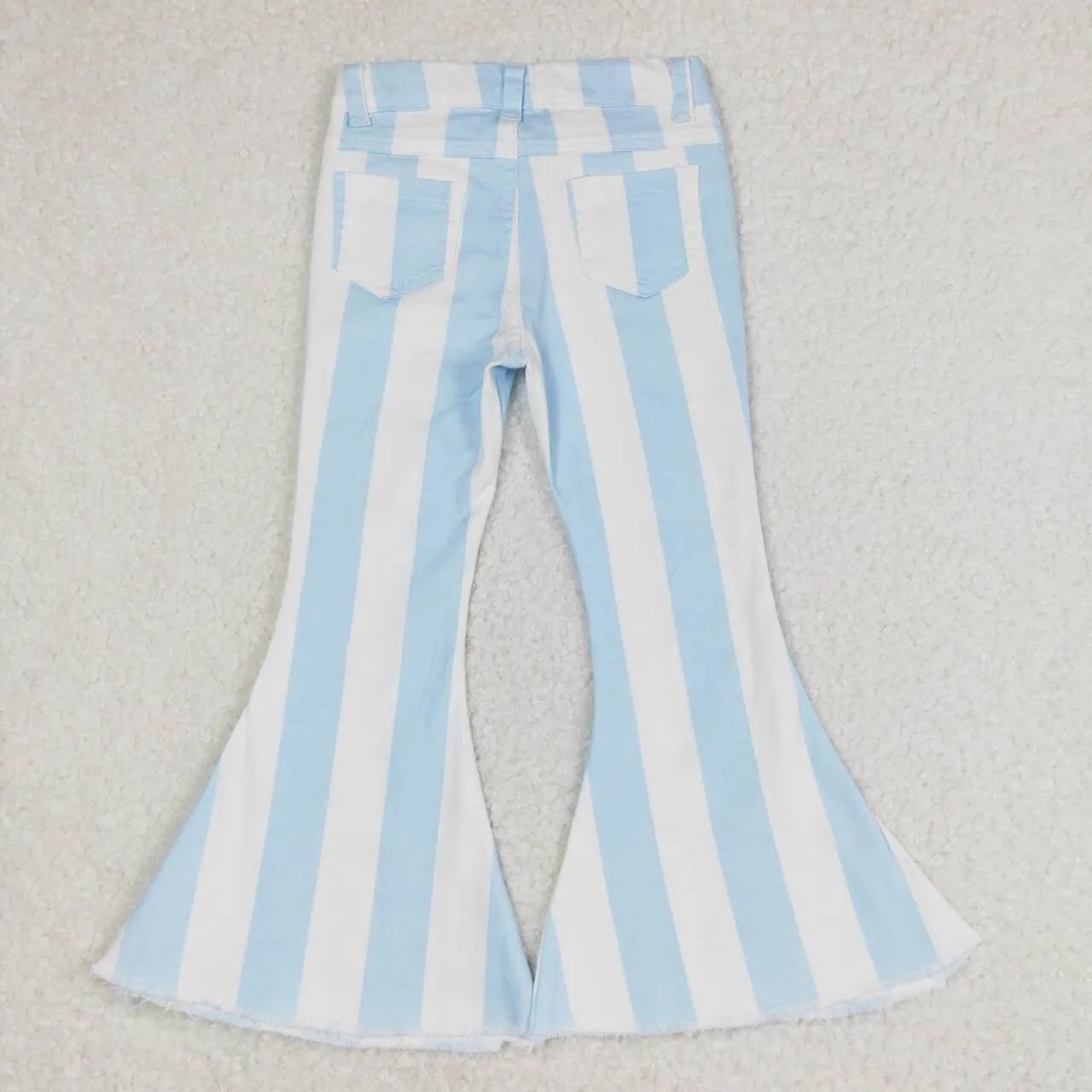 P0469 baby girl clothes blue stripes girl bell bottom pant jeans pant-2024.5.15