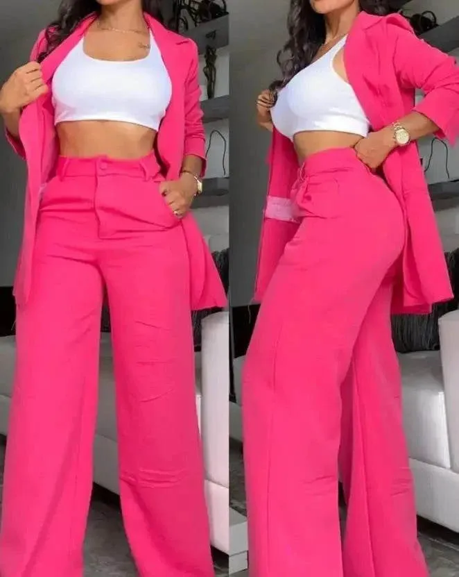 Pants Suit for Women - La Costume Elegant Blazer Set, Autumn Tracksuit