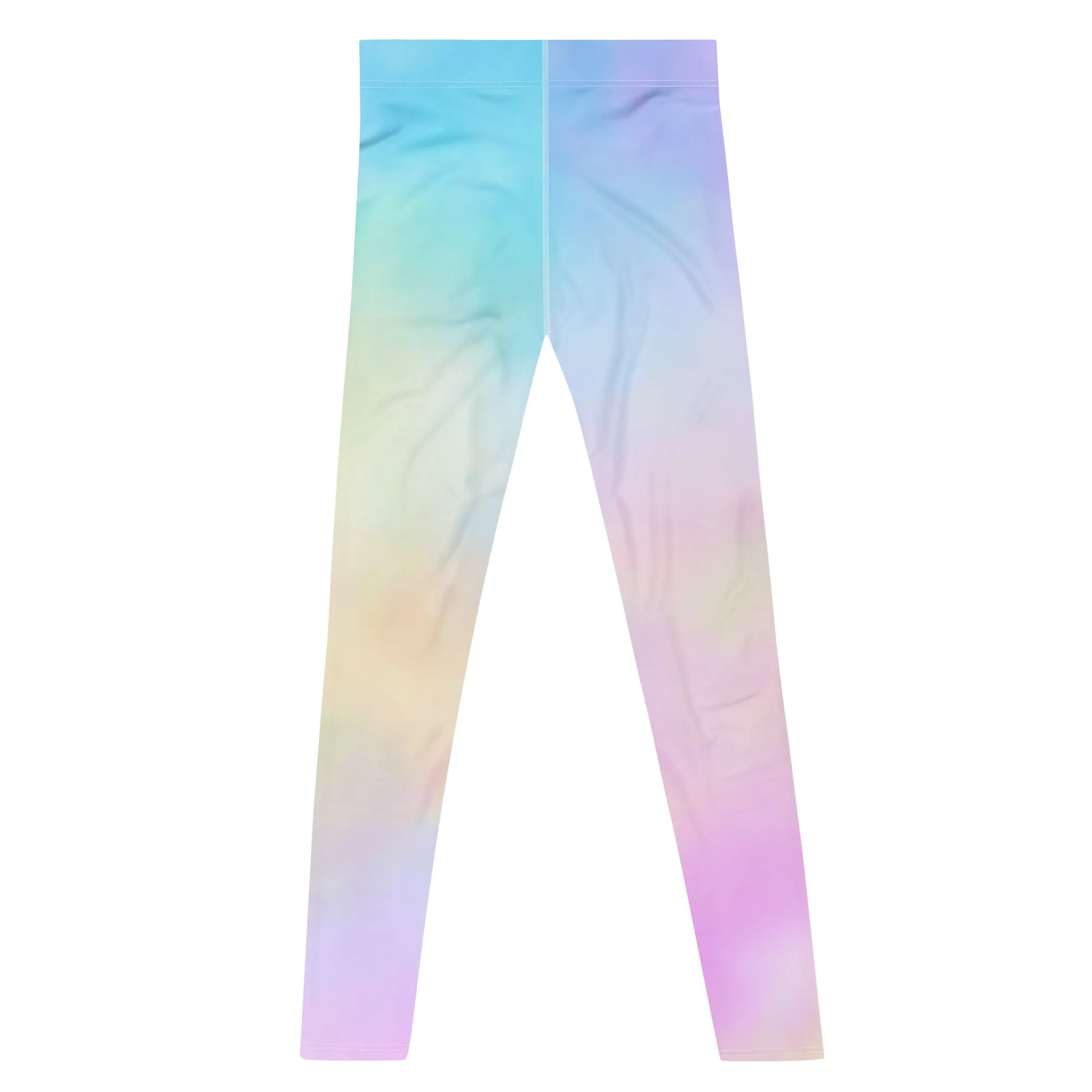 Pastel Pink Abstract Men's Leggings, Abstract Colorful Meggings Running Tights For Men-Made in USA/EU/MX