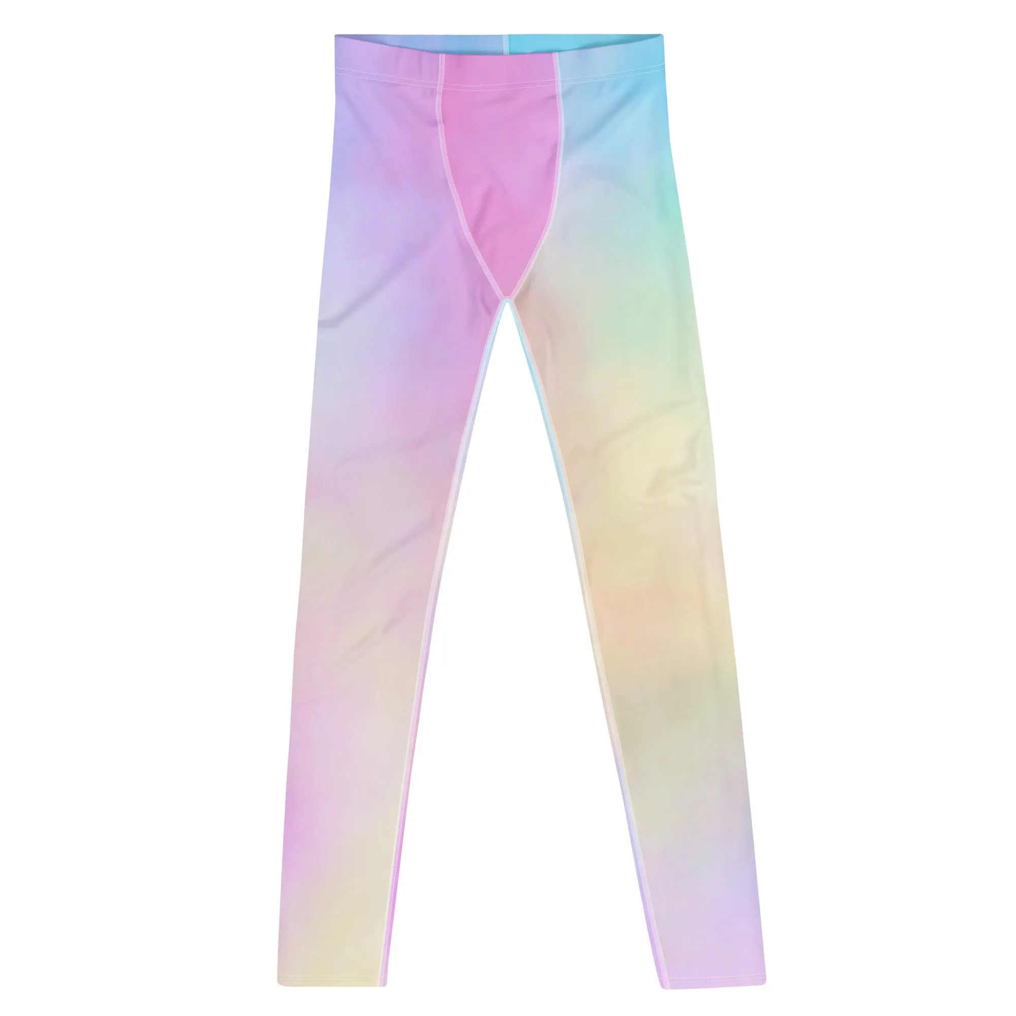 Pastel Pink Abstract Men's Leggings, Abstract Colorful Meggings Running Tights For Men-Made in USA/EU/MX