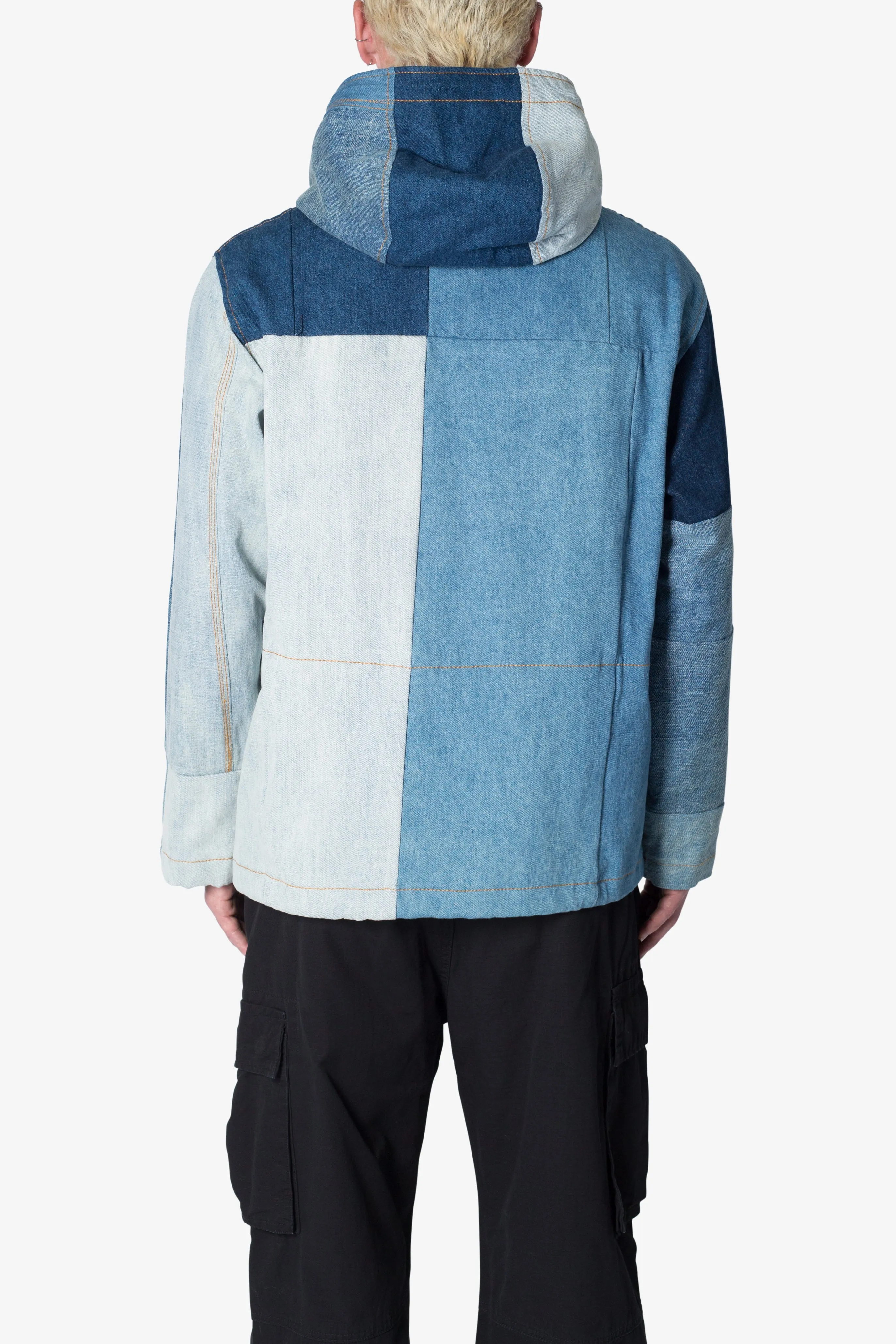 Patchwork Denim Pullover - Blue