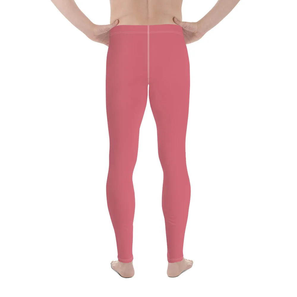 Peach Pink Color Men's Leggings, Solid Pink Color Premium Quality Best Designer Men's Leggings - Made in USA/EU/MX