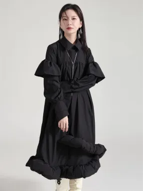 Plufey Long Sleeve Puff Dress - Black