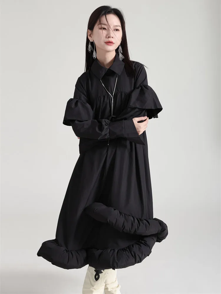 Plufey Long Sleeve Puff Dress - Black