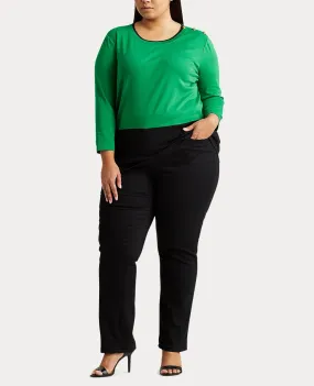 Plus-Size Color-Blocked Sweater In Hedge Green/Polo Black