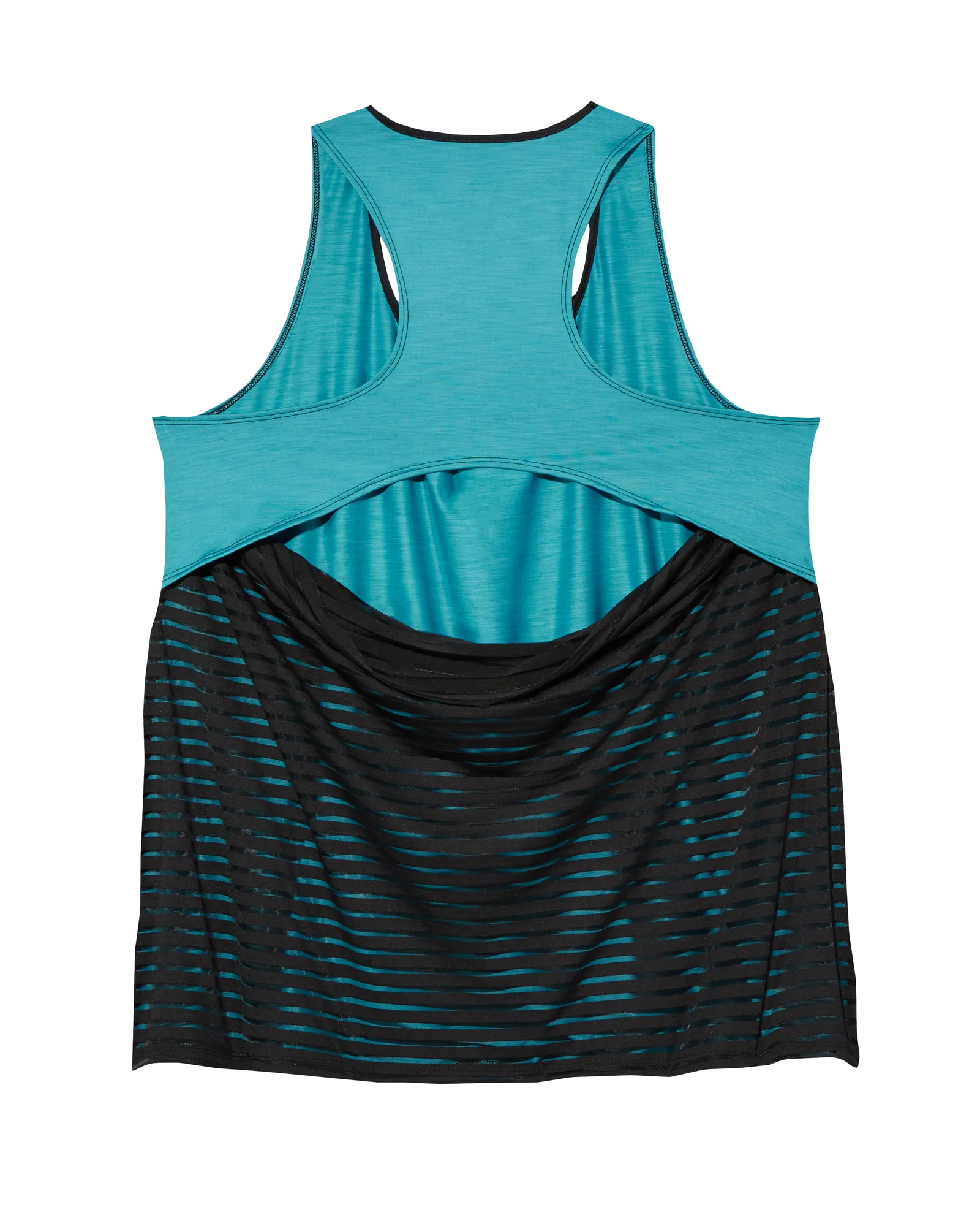 Poppy Tank with Draped Mesh Back | Turquoise / Black