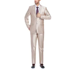 Renoir 207-3 Men's Sharkskin Italian Styled Two Piece Slim Fit Suit