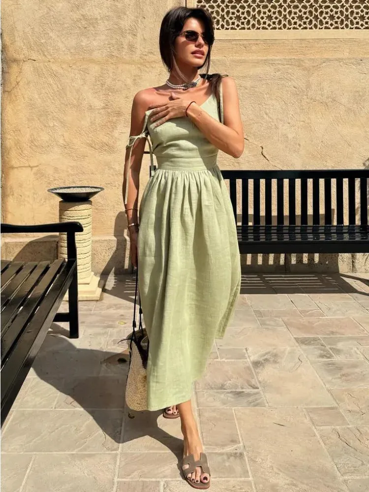 Sexy Backless Beach Dress For Women V Neck Splice Folds Long Dresses Womens Party Elegant Bandage Maxi Sundress Female