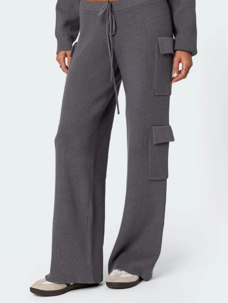 SGW - Charcoal Grey Double Pocket Wide Leg Cargo Trouser