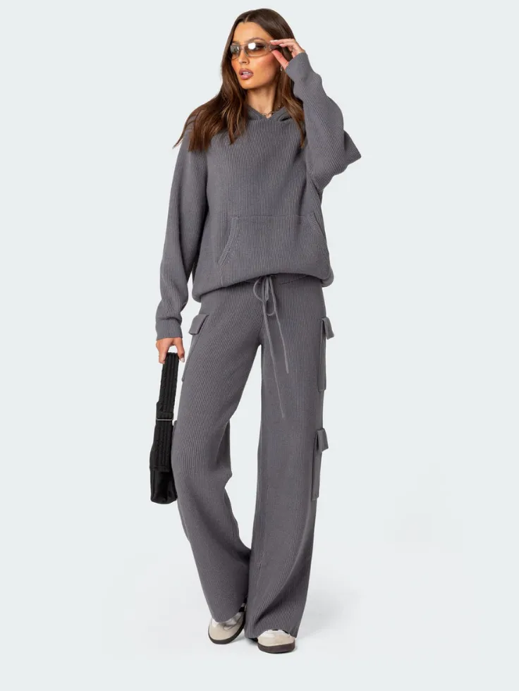 SGW - Charcoal Grey Double Pocket Wide Leg Cargo Trouser