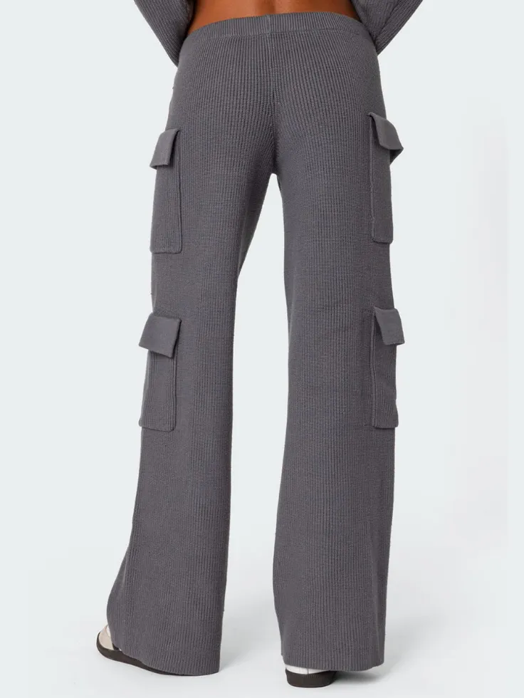 SGW - Charcoal Grey Double Pocket Wide Leg Cargo Trouser