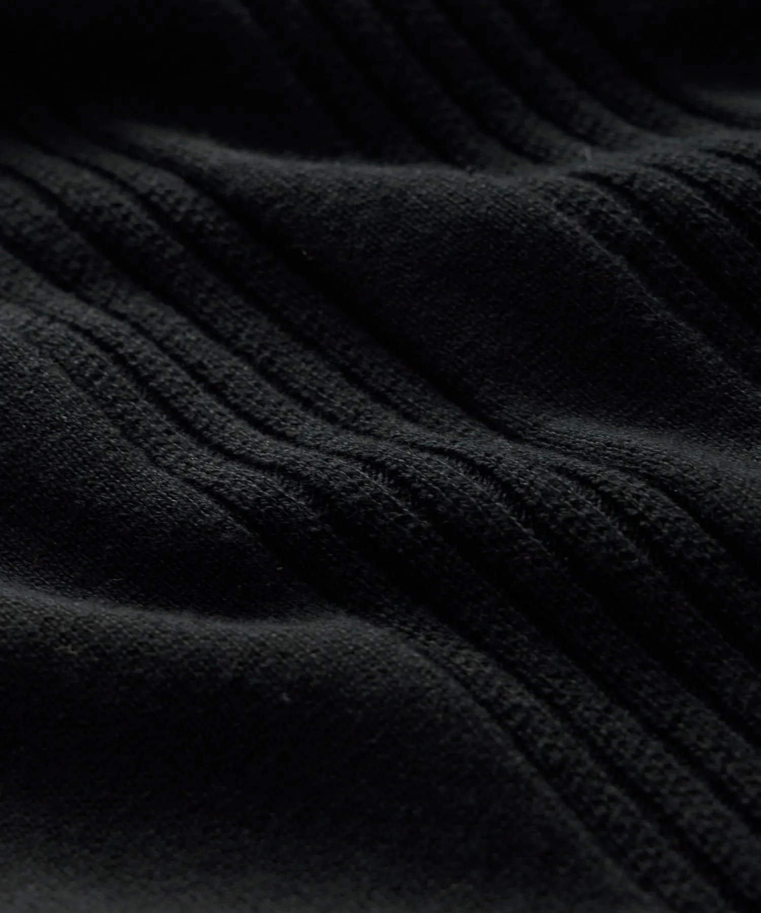 Silk Cotton Ribbed Polo in Black