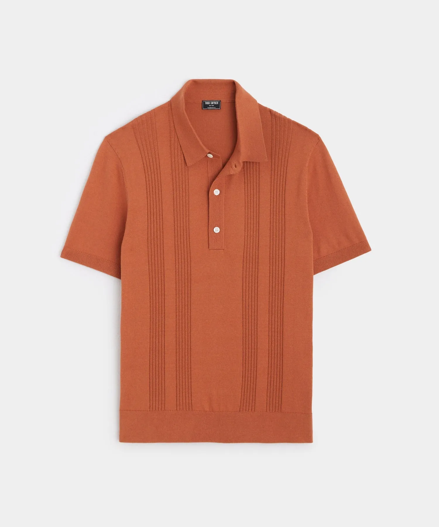 Silk Cotton Ribbed Polo in Copper Clay