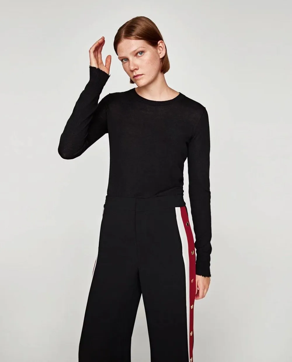 Spliced Side Stripe High Waist Loose Pants