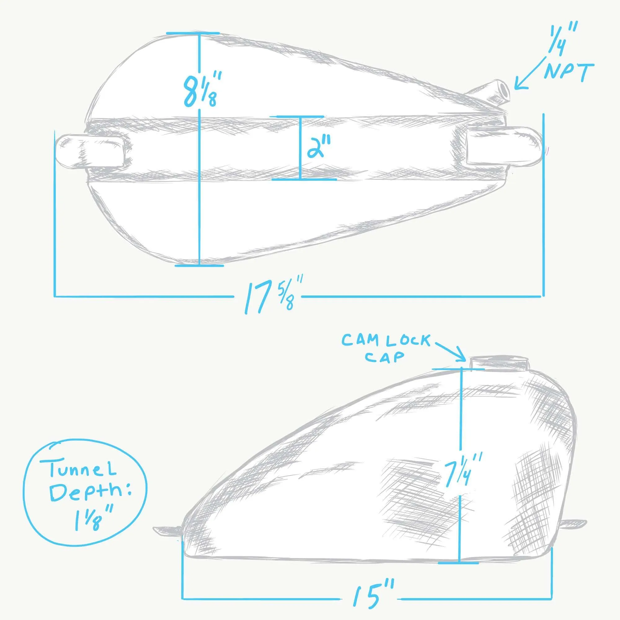 Sportster Style Frisco Mount Gas Tank - Narrow - 2.1 gallon