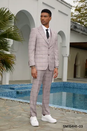 Stacy Adams Hybrid-Fit Vested Suit, Grey Glen Plaid