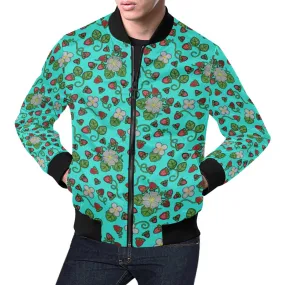 Strawberry Dreams Turquoise All Over Print Bomber Jacket for Men