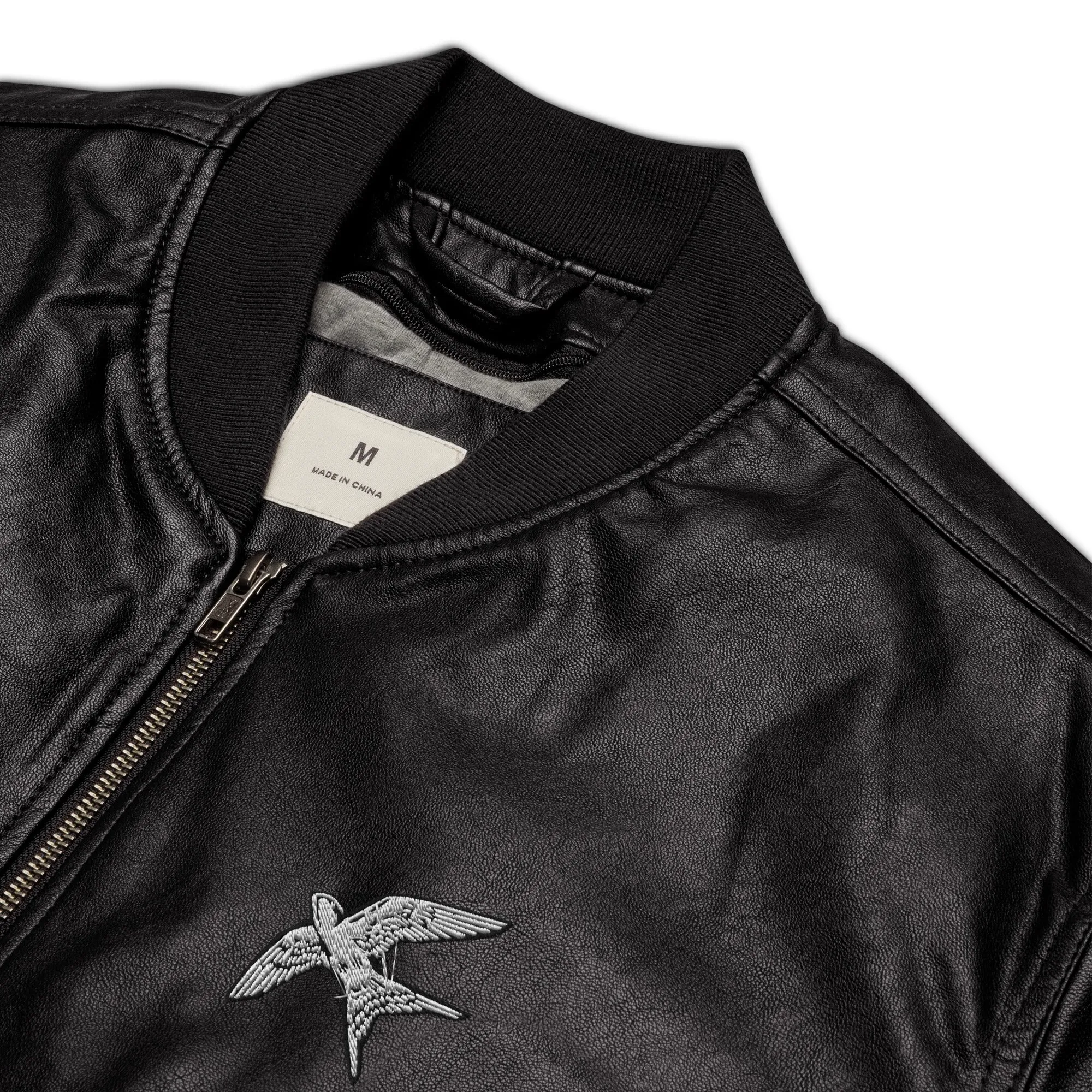 Swallow | unisex faux leather bomber jacket